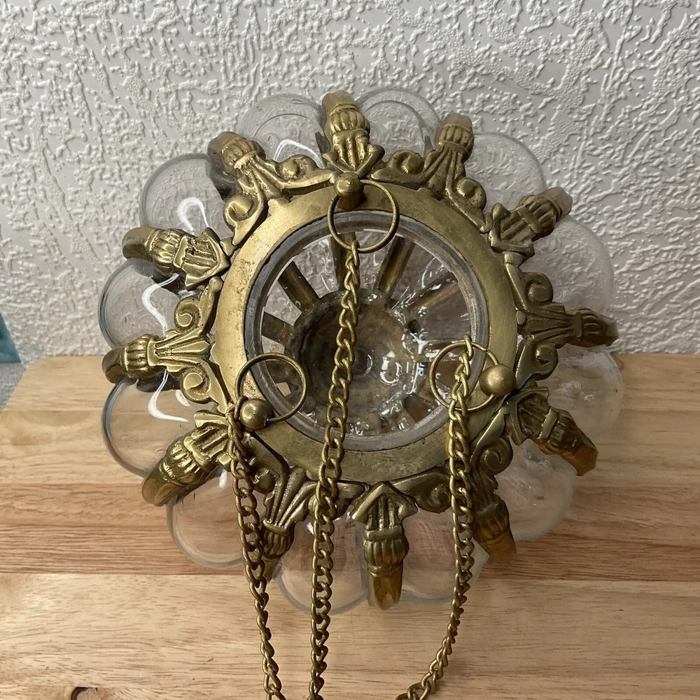 Vintage Large Oil / Candle Hanging Swag Lamp? ‎ with Unique Rare Heavy